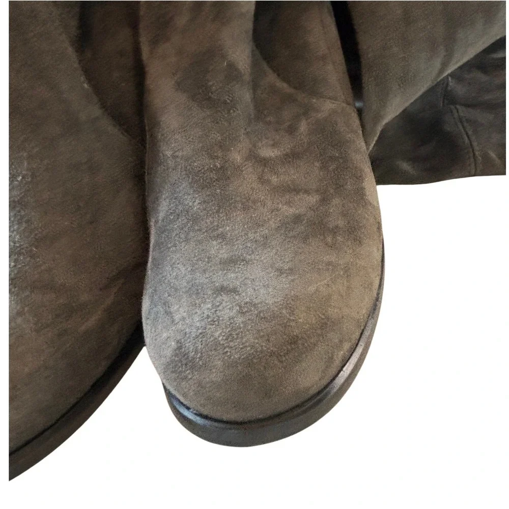 Stuart Weitzman Tieland Over The Knee Boot Grey Womens 8.5 Suede Block Heel